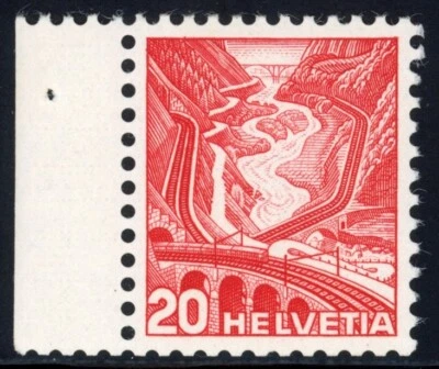 Switzerland 1936 St Gotthard Railroad Scott# 232 Margin Single Mint XF OG NH GEM - Image 1 of 2