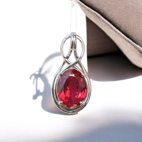 VETEMENTS Ciondolo pietra preziosa sfusa rubino rosso naturale certificato 30 ct in argento 925 MG007