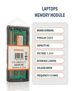 SORBANG PC3L-10600S-CL9 4GB DDR3L 1333MHz - NEW - Picture 1 of 5