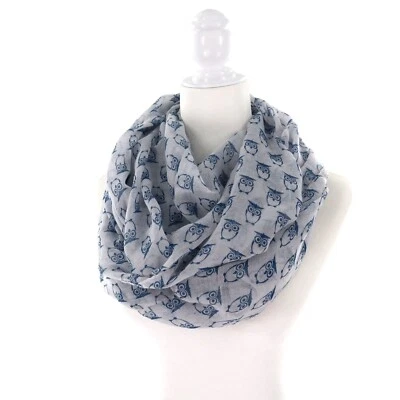 Bufanda Infinity Estampado Búho Bufanda Blanca Versátil Informal Viaje Diario Boho Nueva con Etiquetas Foto 1 de 4