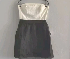White House Black Market Women's Strapless Dress Size 8 Black And White Silk - Picture 1 of 8