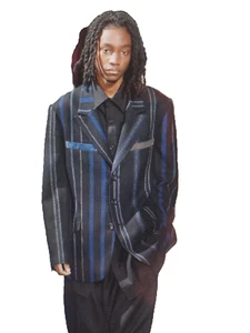 YOHJI YAMAMOTO X Y'S BLAZER MULTI COLOR STRIPES WOOL SILK CH 42" JA 3 NWT - Picture 1 of 8