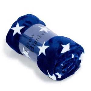 Soft Flannel Fleece Star Pattern Throw Blanket, Navy, Standard Throw - Picture 1 of 6