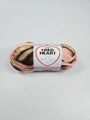 Red Heart Yarn Soft Baby Steps Vtg Cherry Cola Print  K684 - Image 1 of 3