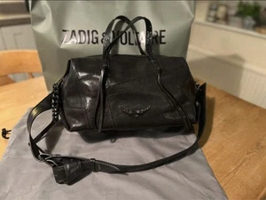 Zadig and Voltaire Black Leather Shoulder Bag Duffle Style- Made in Italy - Picture 1 of 23