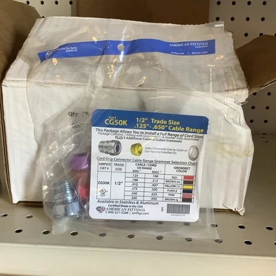 New American Fittings CG50K 1/2" Cord Grip Connector Kits .125"-.650" - Image 1 of 3