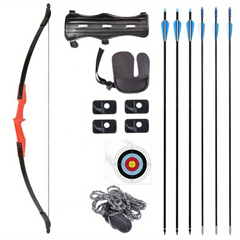 Juego de arco y flechas recurvas de tiro con arco de 53" arco recurvo de 40 libras para objetivo adulto principiante Foto 1 de 4