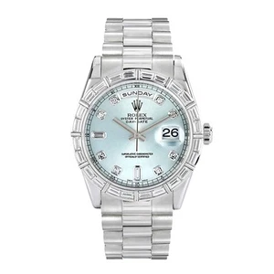 Rolex Day-Date 36 Watch 36MM Silver Diamond Index Markers Dial Gem Set - Picture 1 of 10
