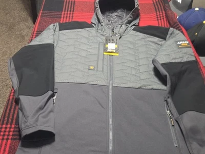 NWT Ariat Men's Large Charcoal&Blk Water & Wind Resistance Jacket - Image 1 of 4