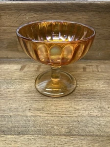 Optic Swirl Iridescent Marigold Carnival Glass sherbert dish footed EUC - Picture 1 of 3