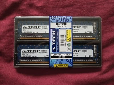 A-Tech 4GB 2 x 2GB PC3-12800 Desktop DDR3 1600 MHz DIMM 240-pin Memory RAM 4G 2G - Image 1 of 2