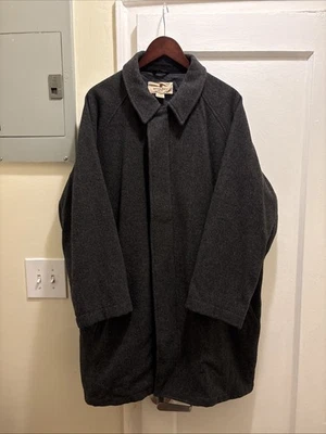 Men’s Woolrich Wool Long Trench Coat Size XL - Image 1 of 4