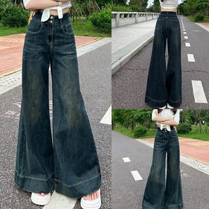 Ladies High Waist Wide Leg Pants Retro Spring Style for Vacation and Home - Picture 1 of 36