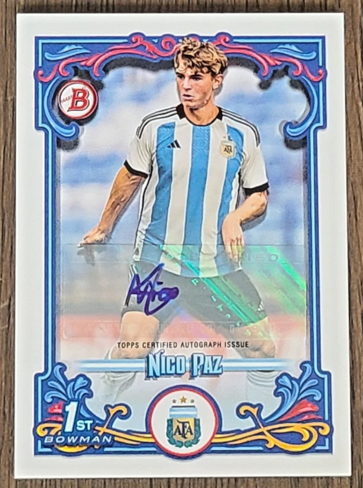 2023 Topps Argentina Fileteado Nico Paz #34 Bowman 1st RC Rookie Auto Autograph - Image 1 of 2