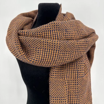 Wayra 100% Hilado de альпака надежном шаль шарф синий коричневый геометрический дизайн бахрома - Изображение 1 из 4