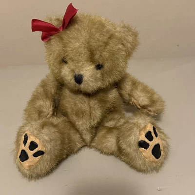 Primer y Principal Oso de Peluche Rebecca Marrón Peluche Animal Rojo Arco 11" Se sienta Foto 1 de 4