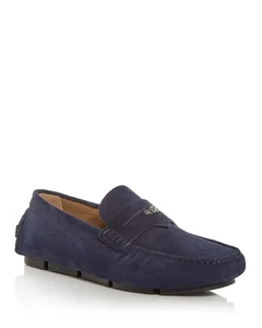 Versace Medusa Penny Loafers Men's 42.5/9.5US Blue Stitched Moc Toe Slip On - Picture 1 of 24