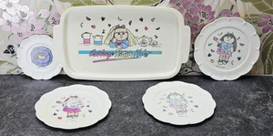 Vintage Cabbage Patch Kids Plastic Toy Tray & Saucer Plates - 1990 Chilton Globe - Picture 1 of 10
