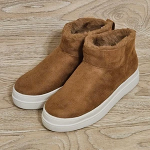 J Slides Kunstfell gefüttert Wildleder Luxe Bootie Plateau Stiefeletten schön WP Größe 9M - Bild 1 von 10