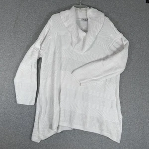 EIGHT EIGHT EIGHT Pullover Cowl Neck High Low Sweater White Size 3X 100% Cotton - Picture 1 of 8