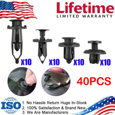 40pcs Car Body Bumper Rivet Retainer Molding Push Pin Clip Trim Auto Accessories - Image 1 of 4
