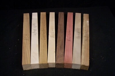 8 Piece 8 Species Hardwood Spindle Pen Blanks 1 x 1 x 12 Lathe Turning Lumber - Image 1 of 3