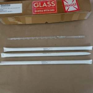 3 Vintage Chatas Boro Glass Serological Pipet 1/10ML Cotton Mouth Medical NOS  - Imagen 1 de 9