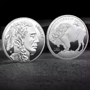 1pc Indian Head/Buffalo Commemorative Silver Coin - Picture 1 of 1