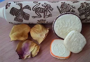 Wooden Rolling Pin Laser Cut Inca Empire Designed Pattern Embossing - Picture 1 of 3