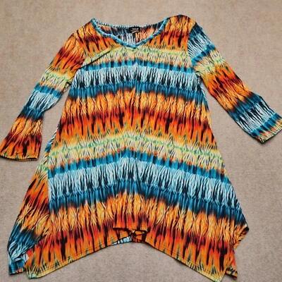 JOSTAR Top Womens Small Poly Spandex Slinky Stretchy Knit  POINT HEM Long TOP - Image 1 of 4