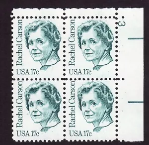 Scott #1857 Rachel Carson Plate Block of 4 Stamps - MNH P#3 UR - Picture 1 of 2