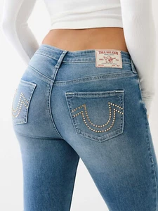 TRUE RELIGION JENNIE CRYSTAL MID RISE CURVY SKINNY JEANS Medium Viper GR: 24-34 - Bild 1 von 6