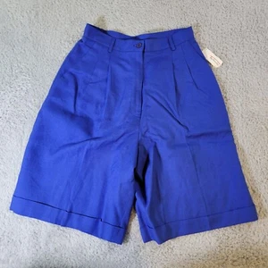 Talbots Shorts Womens 8 Blue High Waist Bermuda Coastal Aloha 25x9 Vintage - Picture 1 of 9