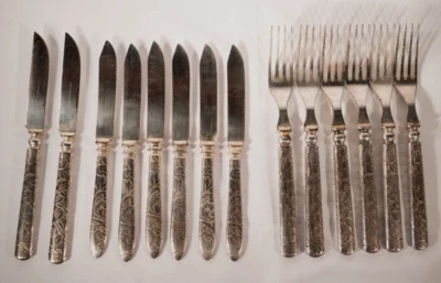 Raro Antiguo Internacional Plata 1847 Rogers Bros Platería 14 piezas INS624 Foto 1 de 4