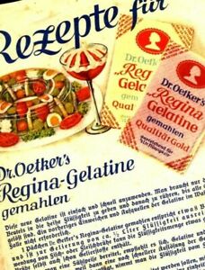 Dr. Oetker s REGINA Gelatine !Echt historischer Farb- Reklame Druck ORIGINAL1928