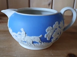 Vintage Copeland Spode England Jasper Ware Creamer Blue Hunting Scene - Picture 1 of 5