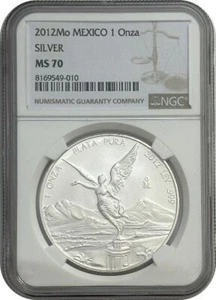 2012 Mexico Libertad 1 Onza Silver Coin NGC MS70 - Picture 1 of 2