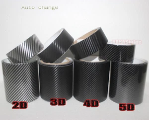 Hot 2D 3D 4D 5D Glossy Sheet Carbon Fiber Vinyl Wrap Tape Wrap Sticker Black AC  - Foto 1 di 18