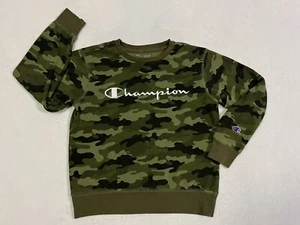 Boys Kids Champion Olive Green Brown Camouflage Camo Sweatshirt Youth Medium M - Picture 1 of 7