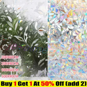 Rainbow Frosted Window Film Stained Cling Static Etched Glass Sticker Vinyl 5M - Picture 1 of 34