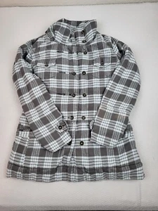 Hurley Winchester Jacket Womens Small Blue Plaid Heavy Fleece Lined Pea Coat - Picture 1 of 10