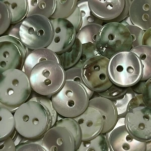 Japanese Natural Oyster Shell Shirting Buttons Green Back 8mm 9mm 11mm 13mm 2h - Picture 1 of 12