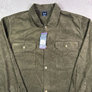 Gap Corduroy Shirt Mens 2XL Green Heavyweight Y2K Button Up Shacket Pockets NEW - Picture 1 of 11