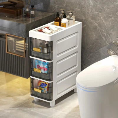 LIFELOOK 3 Tiers Plastic Drawers Storage Unit Slim Bathroom Narrow Space Storage Cabinet