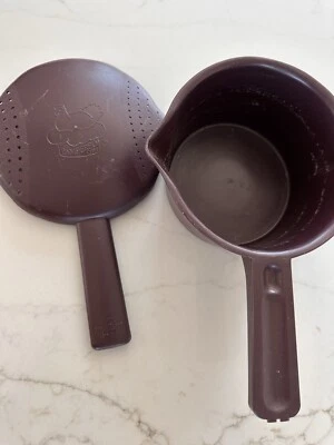 Micro-Cooker~Pampered Chef Microwave Steamer Brown Cooker Strainer 4 Cup 1 Quart - Image 1 of 4