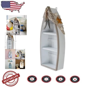Maritimes Bootsregal 16,5" H Holz Display 3 Regale Muschel Akzente - Bild 1 von 9