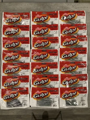 21 paquetes sellados en total - Berkley Gulp 3 pulgadas Minnow púrpura brillante y verde brillante Foto 1 de 4