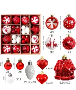 NOENNULL Juego de 24 Adornos de Navidad Rojo y Blanco - Imagen 1 de 4