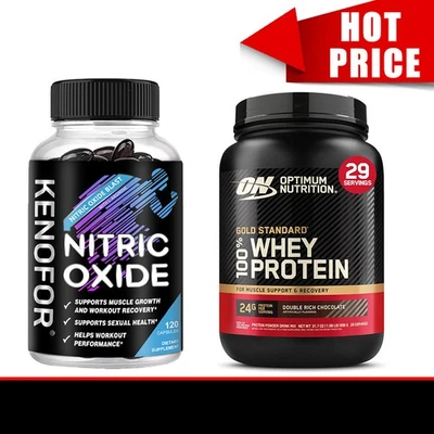 Aumento Muscolare Capsule e Combinazione Proteine in Polvere - Migliora la Resistenza - Immagine 1 di 4