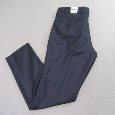 Pantalones de vestir Samuelsohn para hombre 46 x 37 azul frente plano sin dobladillo Foto 1 de 4